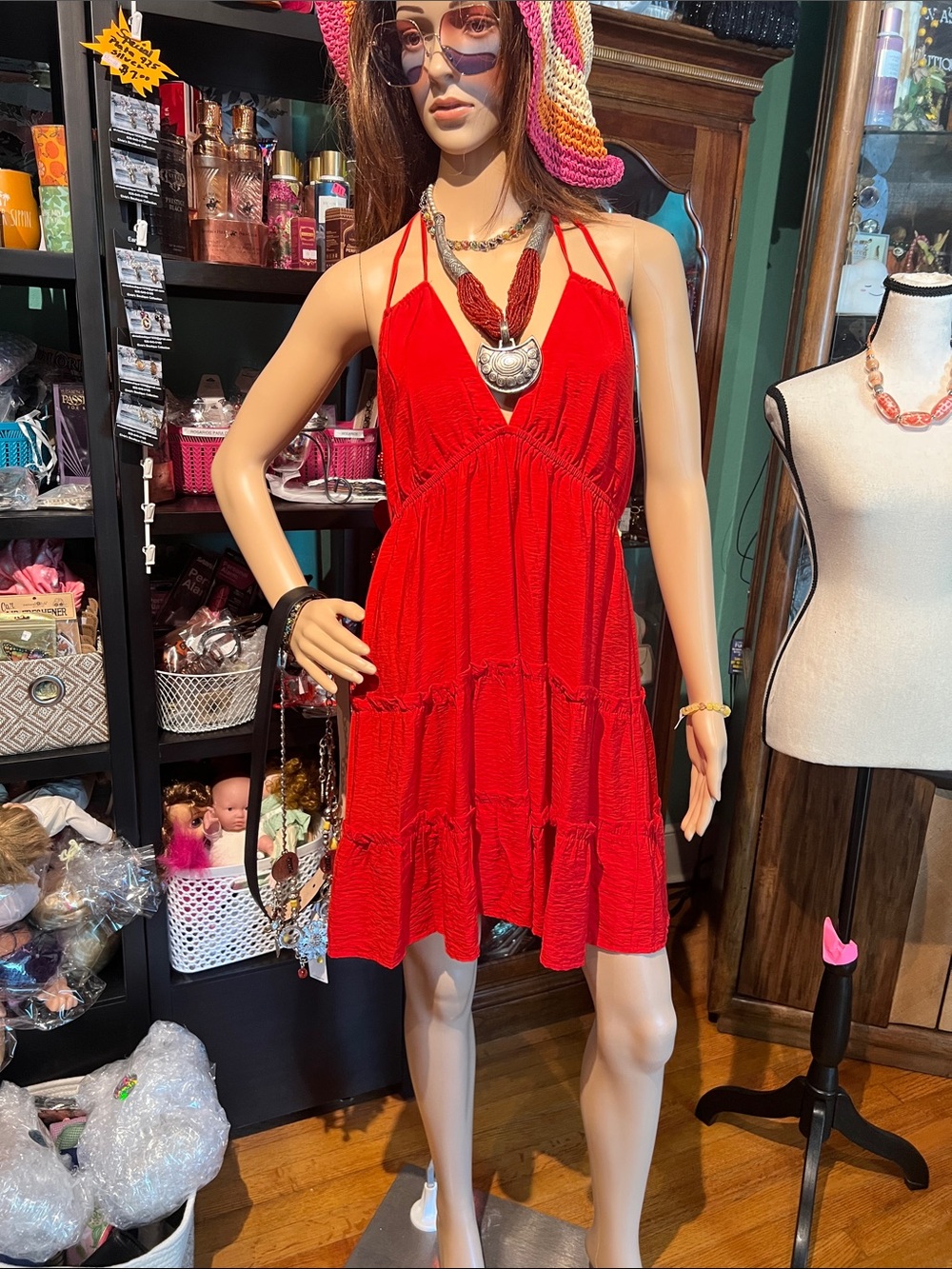 wild fable Red Tiered Spaghetti Strap Sundress